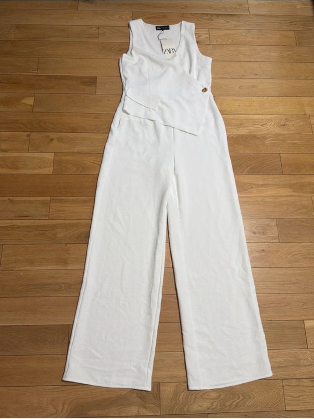 Zara White Sleeveless Wide-Leg Jumpsuit SIZE M NEW W TAGS